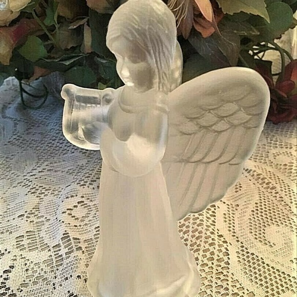 Adorable Frosted Glass Angel Christmas Tree Topper - Picture 8 of 8